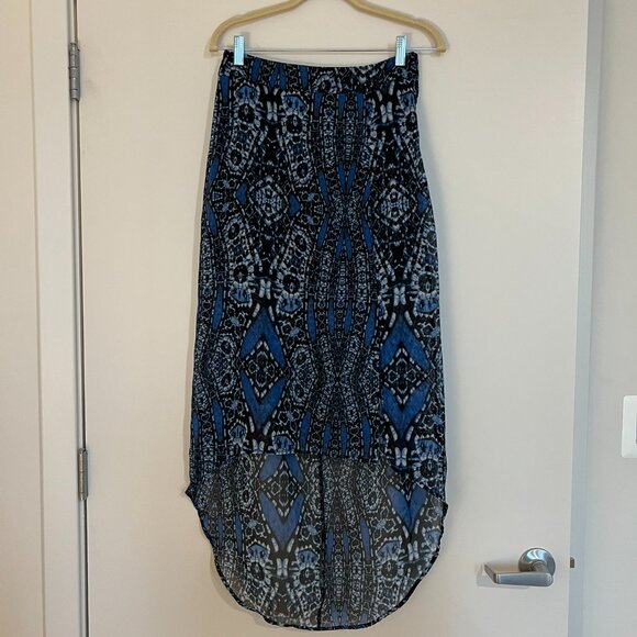 Mimi Chica Blue & Black Medallion Print High-Low Skirt - Picture 1 of 2
